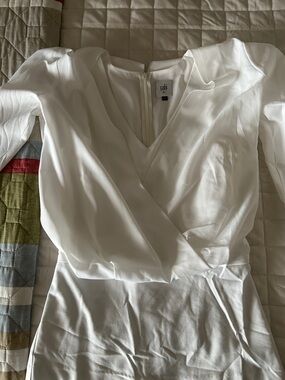 CAbi White Wrap-Front V-Neck Dress